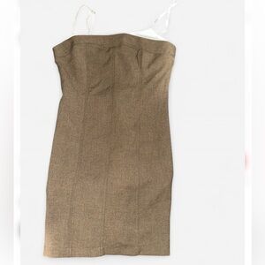 Office Siren  Brown Strapless Mini Dress Bodycon Lined Small Minimal Chic